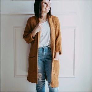 Cozy Long Mustard Women's Cardigan Sweater